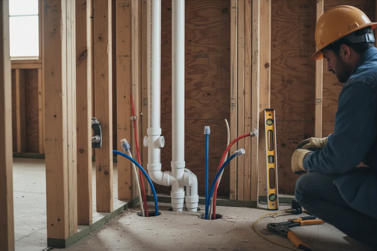 Drain and supply rough-in during Drain Cleaning in Augusta